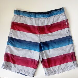 O’Neill Bathing Suit Swim Trunks Red Blue Striped Size Large